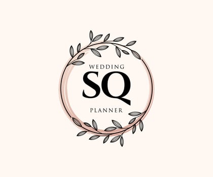 SQ Initials letter Wedding monogram logos collection, hand drawn modern minimalistic and floral templates for Invitation cards, Save the Date, elegant identity for restaurant, boutique, cafe in vector