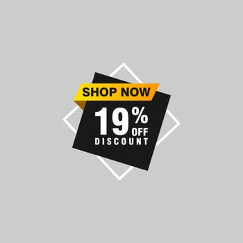 19 discount, Sales Vector badges for Labels, , Stickers, Banners, Tags, Web Stickers, New offer. Discount origami sign banner.