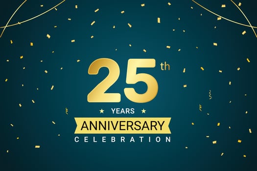 25 year anniversary celebration banner design vector