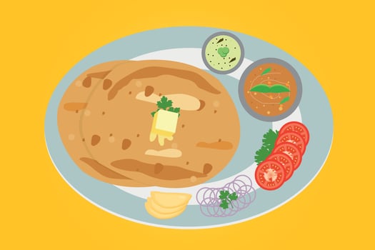 Chole bhature masala indian traditional punjabi food design vector