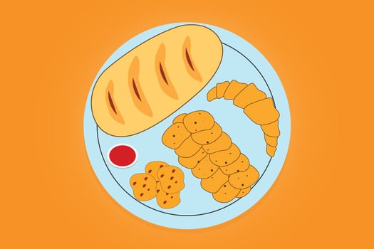 Bread set collection with chocolate food design vector