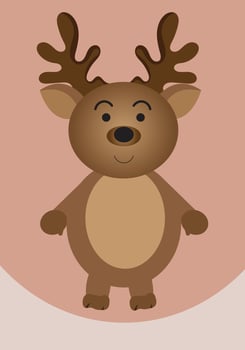 Brown cartoon deer and beautiful horns vector