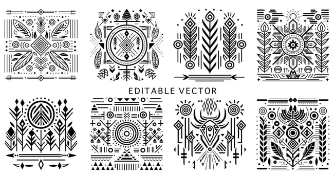 Tribal textures patterns graphic design tattoo logo editable vector
