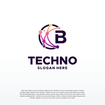 B initial Pixel technology logo designs concept vector, Network Internet Digital Wire logo vector