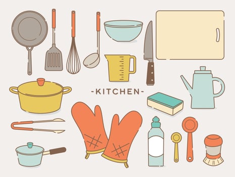 illustration set of daily necessities -kitchen supplies vector
