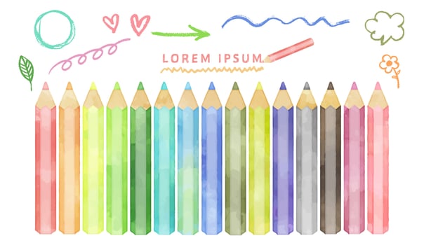 watercolor pencils illustration on white background vector