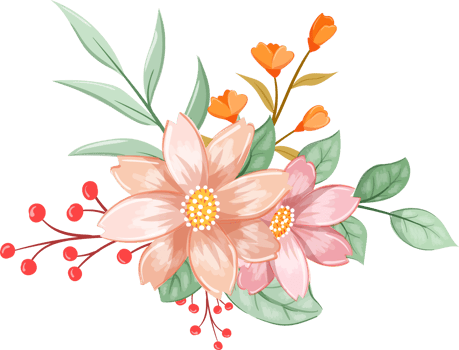 Orange Flower Arrangement with watercolor style png