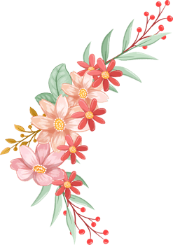 Orange Flower Arrangement with watercolor style png
