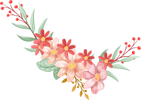 Orange Flower Arrangement with watercolor style png