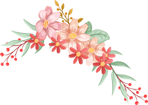 Orange Flower Arrangement with watercolor style png