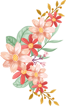 Orange Flower Arrangement with watercolor style png