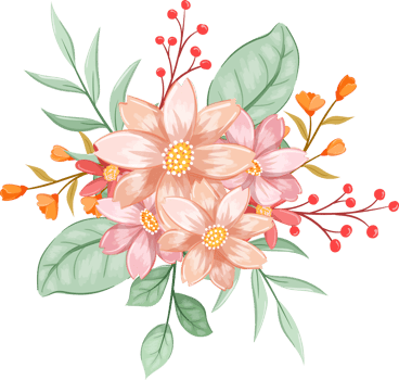 Orange Flower Arrangement with watercolor style png