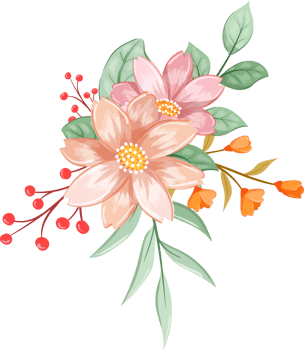 Orange Flower Arrangement with watercolor style png