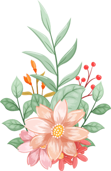 Orange Flower Arrangement with watercolor style png