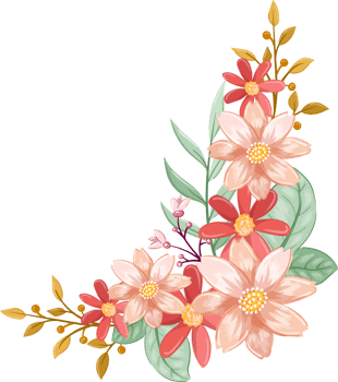 Orange Flower Arrangement with watercolor style png