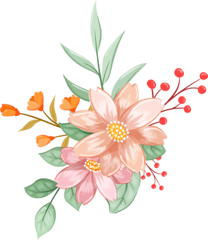 Orange Flower Arrangement with watercolor style png