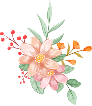 Orange Flower Arrangement with watercolor style png