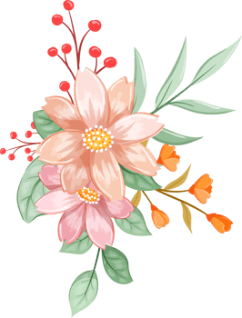 Orange Flower Arrangement with watercolor style png