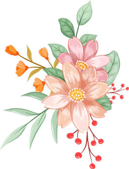 Orange Flower Arrangement with watercolor style png