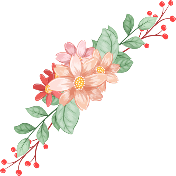 Orange Flower Arrangement with watercolor style png