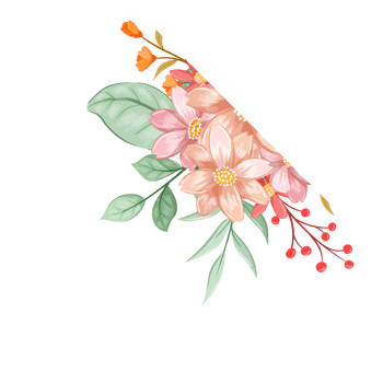 Orange Flower Arrangement with watercolor style png
