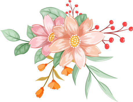 Orange Flower Arrangement with watercolor style png