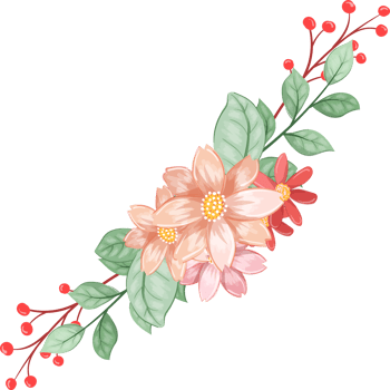 Orange Flower Arrangement with watercolor style png