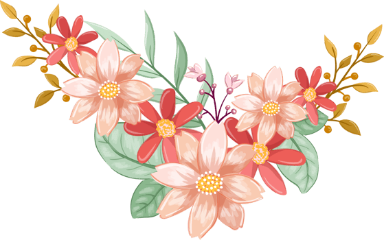 Orange Flower Arrangement with watercolor style png