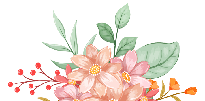 Orange Flower Arrangement with watercolor style png