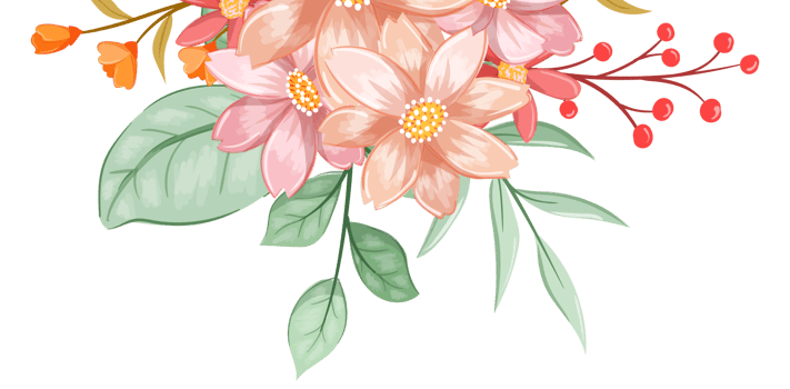 Orange Flower Arrangement with watercolor style png