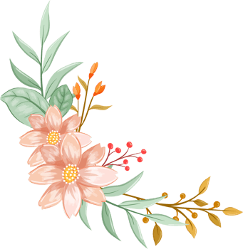 Orange Flower Arrangement with watercolor style png