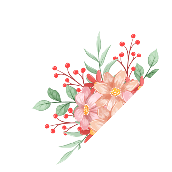 Orange Flower Arrangement with watercolor style png