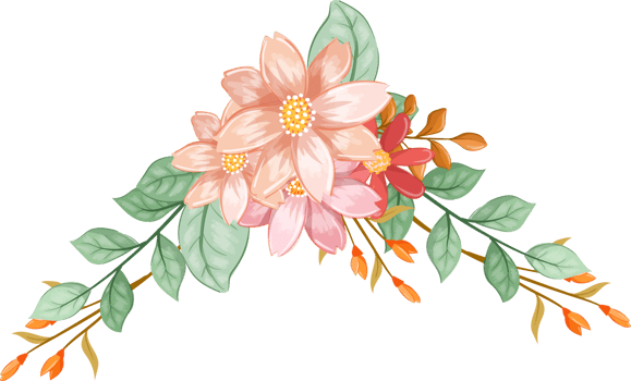 Orange Flower Arrangement with watercolor style png