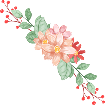 Orange Flower Arrangement with watercolor style png
