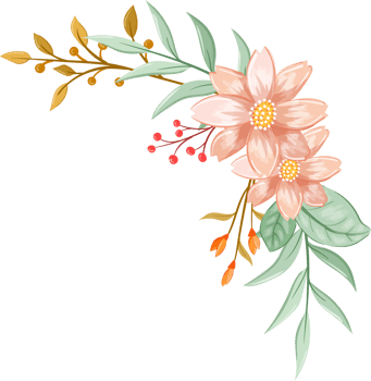 Orange Flower Arrangement with watercolor style png