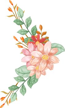 Orange Flower Arrangement with watercolor style png