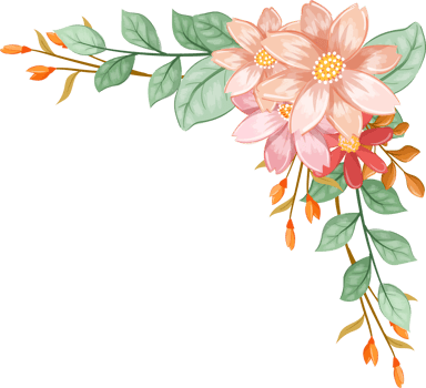 Orange Flower Arrangement with watercolor style png