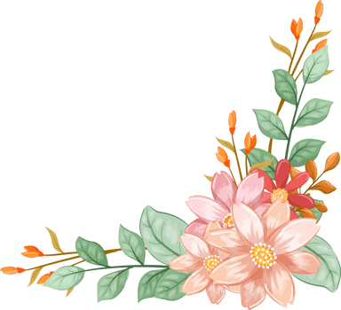 Orange Flower Arrangement with watercolor style png