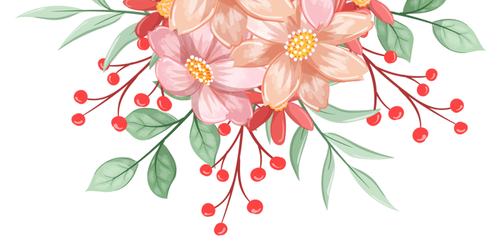 Orange Flower Arrangement with watercolor style png