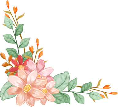 Orange Flower Arrangement with watercolor style png