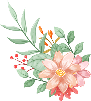 Orange Flower Arrangement with watercolor style png