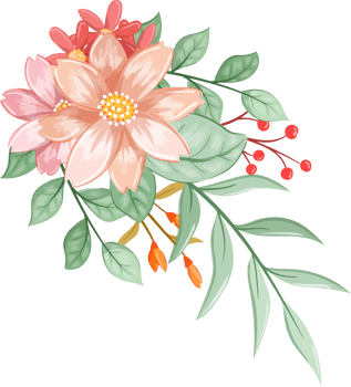 Orange Flower Arrangement with watercolor style png