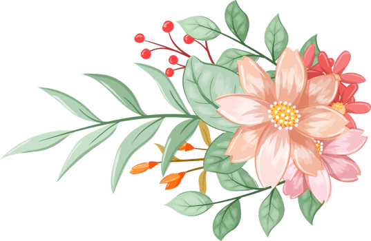Orange Flower Arrangement with watercolor style png