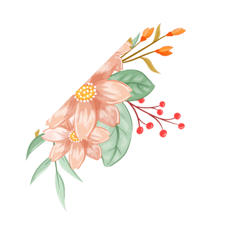 Orange Flower Arrangement with watercolor style png