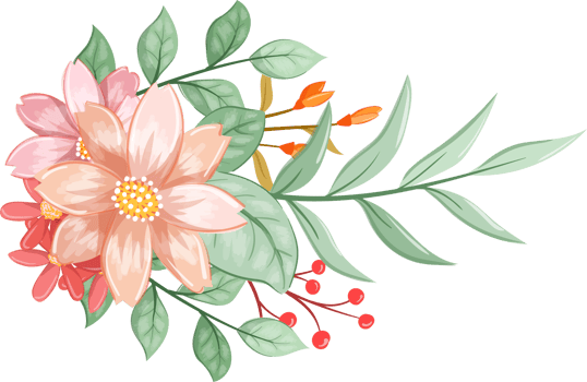 Orange Flower Arrangement with watercolor style png