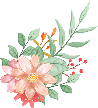 Orange Flower Arrangement with watercolor style png