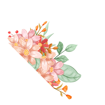 Orange Flower Arrangement with watercolor style png