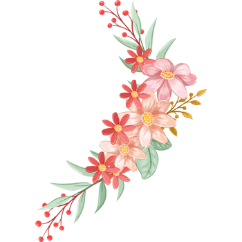 Orange Flower Arrangement with watercolor style png