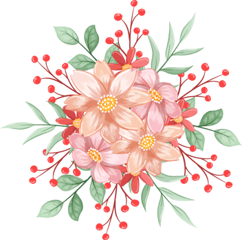 Orange Flower Arrangement with watercolor style png