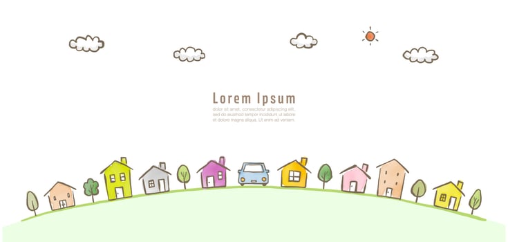 watercolor townscape doodle for background and decoration vector
